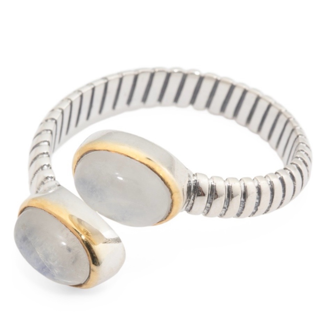 NWOT SHIVAM sterling silver moonstone bypass ring.